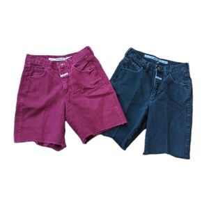 Girbaud  Vtg 2 Pairs Kids Size 18 Maroon & Black Denim Cutoff Bermuda Shorts 298